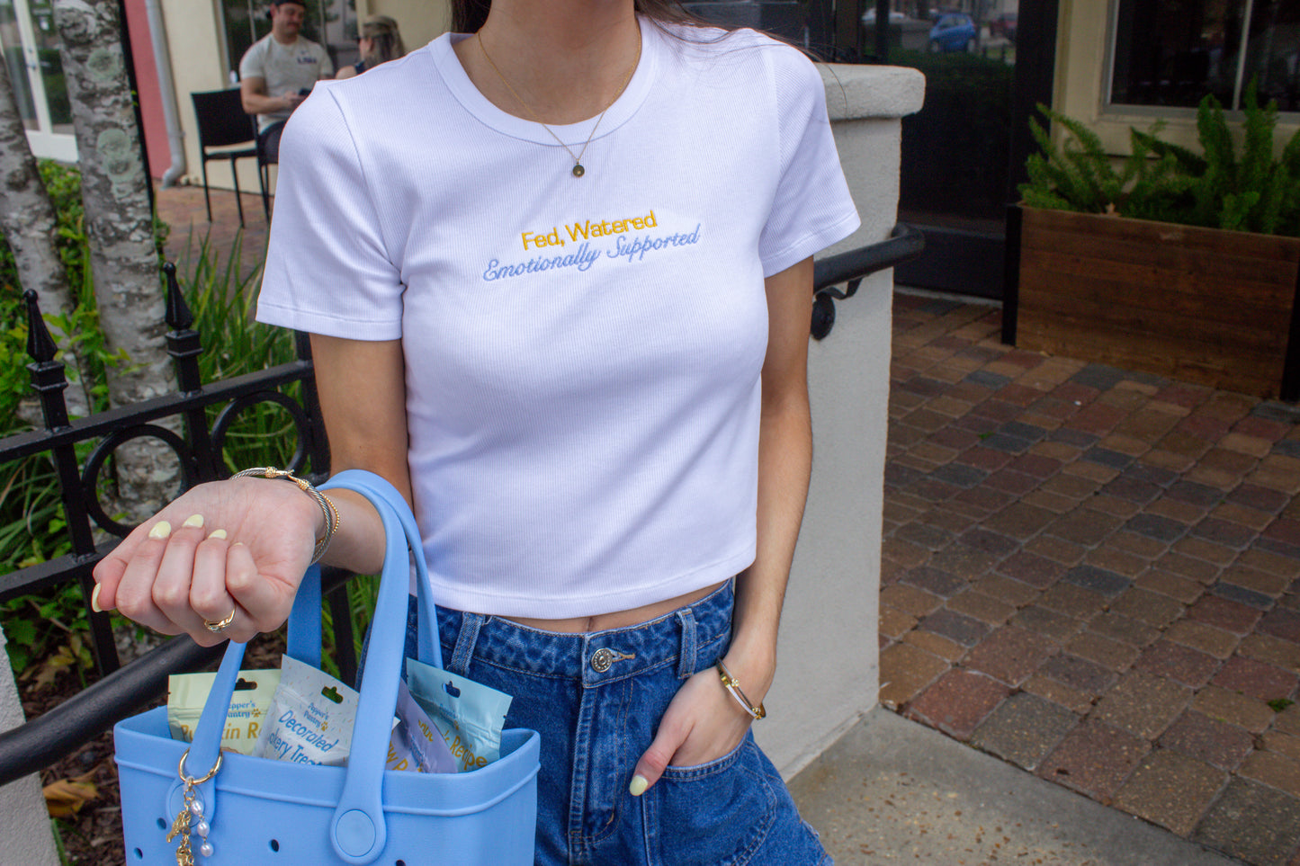 Fed, Watered & Emotionally Supported — Embroidered Baby Tee