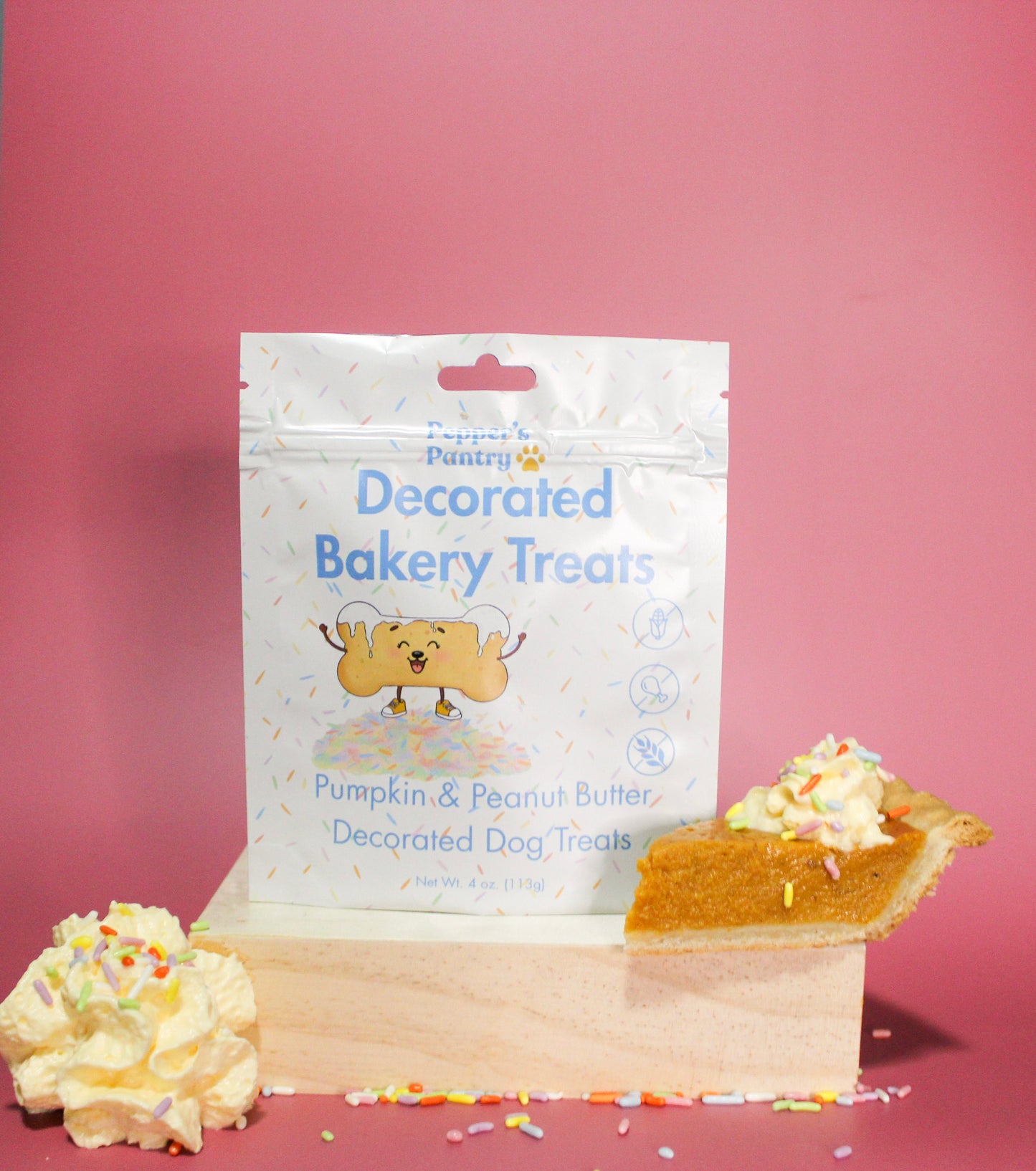 Decorated Bakery Treat - Pumpkin & Peanut Butter Decorated Dog Treat